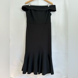 Marina Dress Elegant Black Off-Shoulder  sz 12 NWT Women